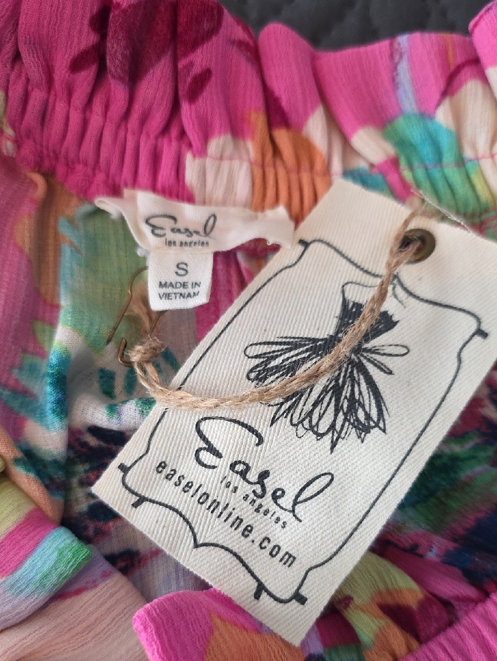 NWT Easel Oversized Small Bright Pink Floral Tiered Maxi Dress - Picture 3 of 5